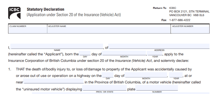 CL42 ICBC Hit and Run Declaration, Burnaby Notary Public